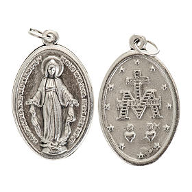 Miraculous Medal, oval in silver metal 30mm