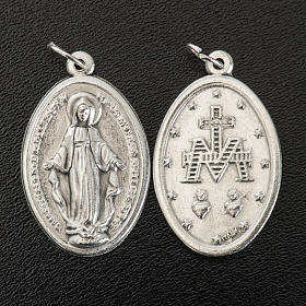 Miraculous Medal, oval in silver metal 30mm