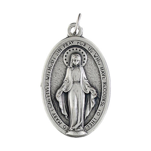 Miraculous Medal, oval in silver metal 30mm 1