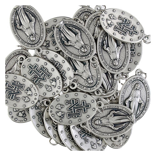 Miraculous Medal, oval in silver metal 30mm 3