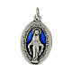 Medaille Wundertätige Madonna oval Silbermetall blaues Email 21mm groß s1