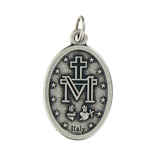 Miraculous Medal, oval in metal and blue enamel H21mm 3