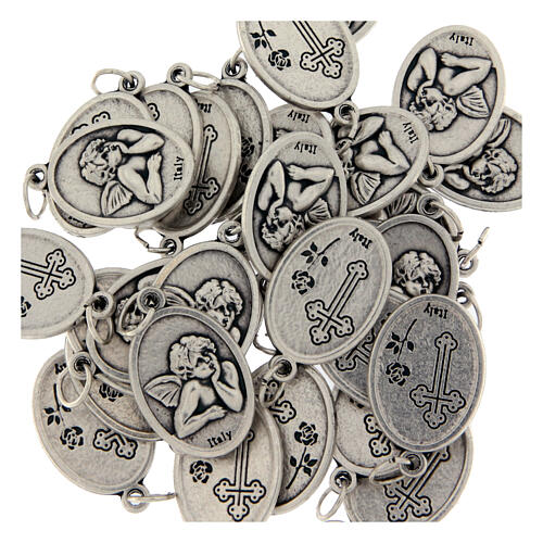 Medalha anjo oval metal prateado h 20 mm 5
