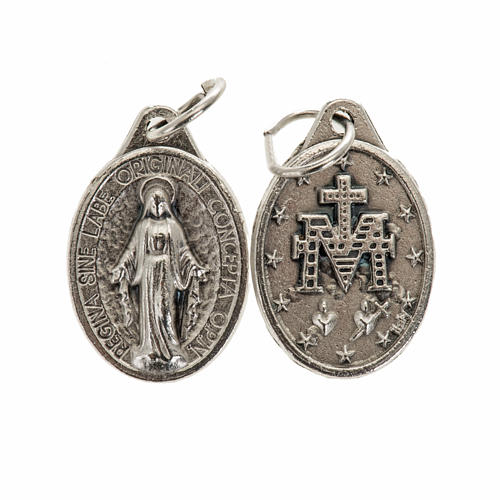 Miraculous Medal, oval in silver metal 17mm 1