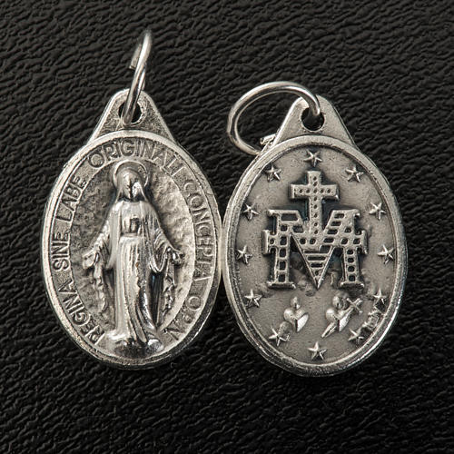 Miraculous Medal, oval in silver metal 17mm 2
