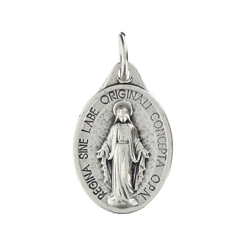 Miraculous Medal, oval in silver metal 17mm 1