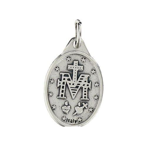 Miraculous Medal, oval in silver metal 17mm 2