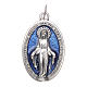 Medaille Wundertätige Madonna oval blaues Email Silbermetall 30mm groß s1