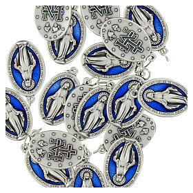 Miraculous Medal, oval in metal and blue enamel H30mm