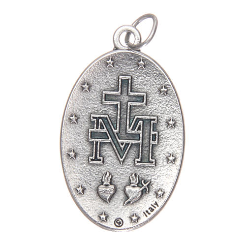 Miraculous Medal, oval in metal and blue enamel H30mm 2
