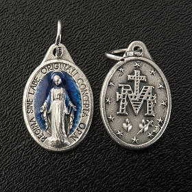 Medaille Wundertätige Madonna oval Metall und Email 17mm groß