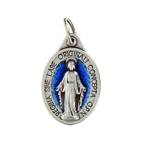 Médaille Miraculeuse ovale émail bleu ciel h 17 mm