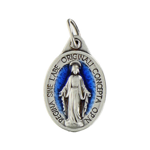 Médaille Miraculeuse ovale émail bleu ciel h 17 mm 1