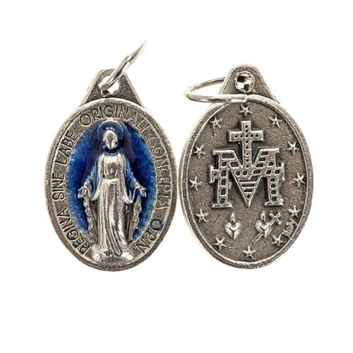 Miraculous Medal, oval in metal and enamel H17mm 1