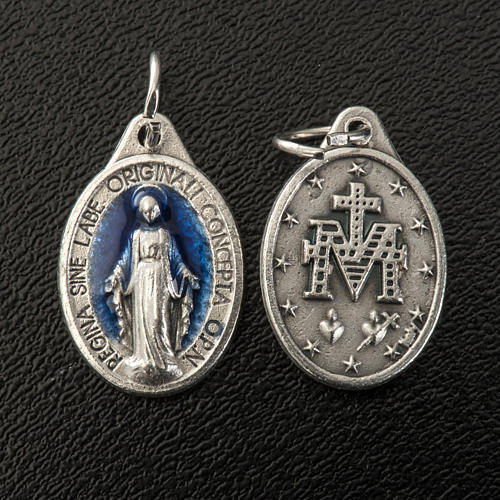 Miraculous Medal, oval in metal and enamel H17mm 2