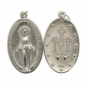 Miraculous Medal, oval in silver metal H40mm
