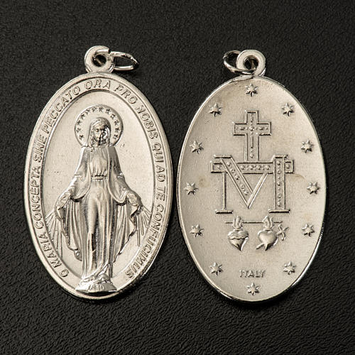 Miraculous Medal, oval in silver metal H40mm 2