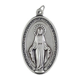 Miraculous Medal, oval in silver metal H40mm