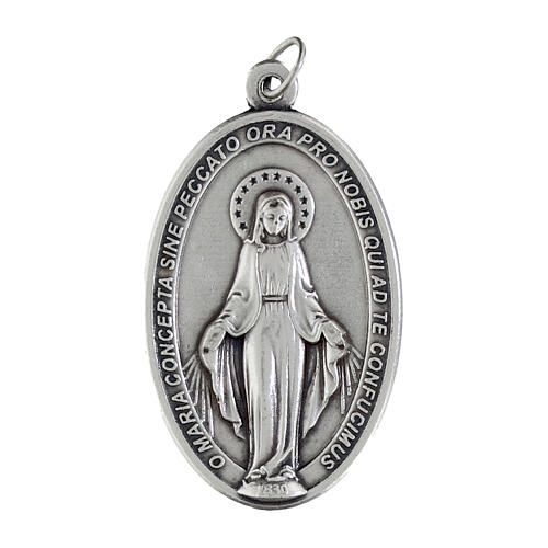 Miraculous Medal, oval in silver metal H40mm 1
