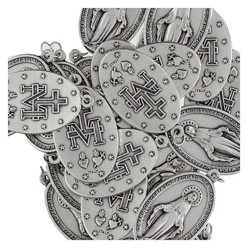 Miraculous Medal, oval in silver metal H40mm 3