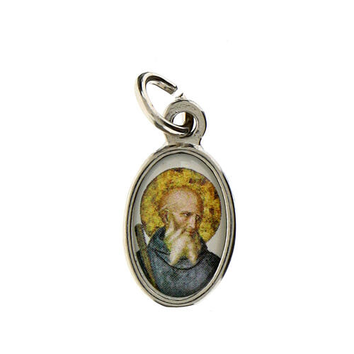 Saint Benedict medal in nickel plated metal H1.5cm 1
