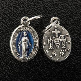 Medaglia Miracolosa ovale metallo e smalto blu h 12 mm