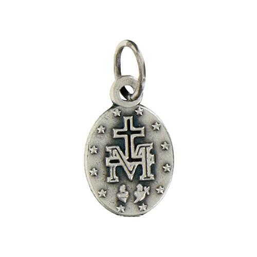 Miraculous Medal, oval in metal and blue enamel H12mm 3