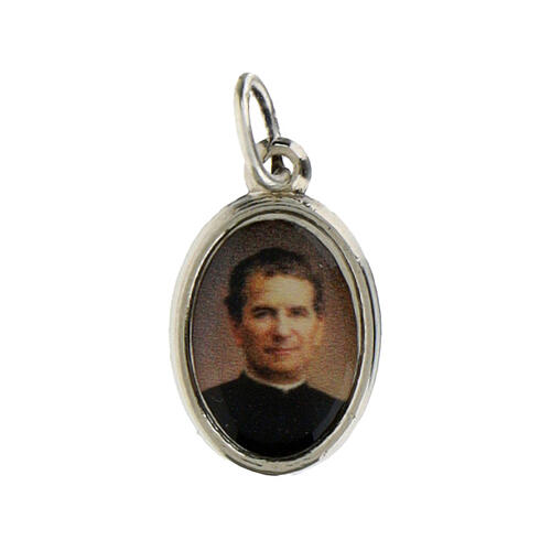 Medaglia Don Bosco metallo nichelato e bombatino h 1,5 cm 1