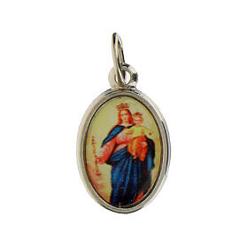 Mary Help of Christians medal in nickel plated metal 1.5x1cm