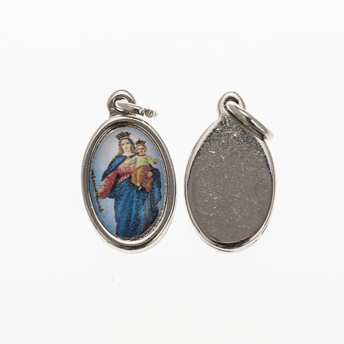 Mary Help of Christians medal in nickel plated metal 1.5x1cm 1