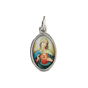 Sacred Heart of Mary medal in nickel plated metal 1.5x1cm