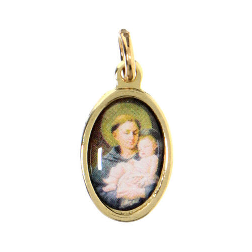 Saint Anthony of Padua medal in golden metal and resin 1.5x1cm 1