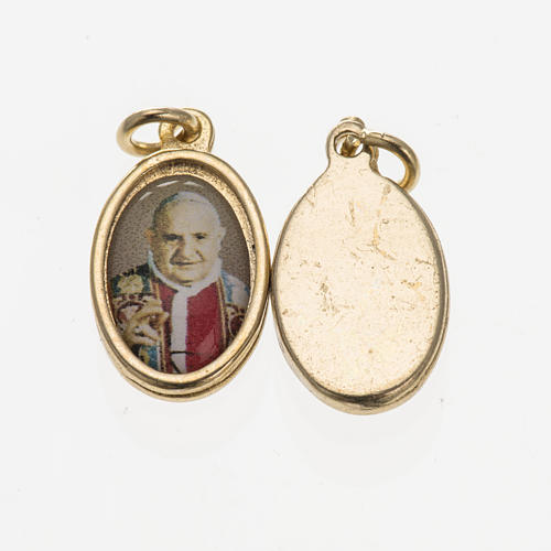 Medal Pope John Paul XXIII in golden metal and resin 1.5x1cm 1