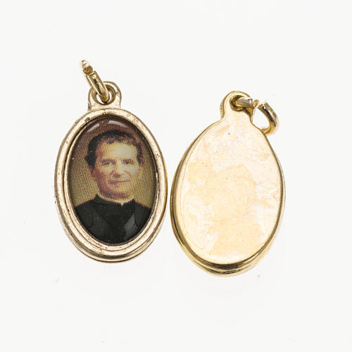 Medal Don Bosco in golden metal and resin 1.5x1cm 1