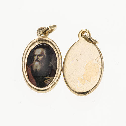 Medal with Saint Paul's face in golden metal and resin 1.5x1cm 1