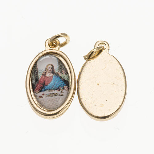 Medal Last Supper in golden metal and resin 1.5x1cm 1