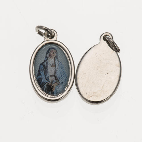 Medalha Nossa Senhora Dores metal prateado resina 1,5x1 cm 1