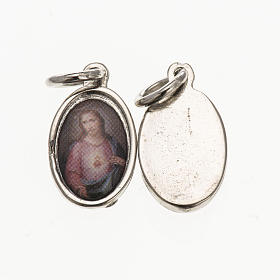 Medal in silver metal and resin Sacred Heart of Jesus 1.5x1cm