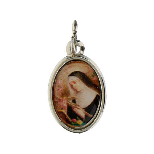 Medaglia Santa Rita metallo argentato resina 1,5x1 cm 1