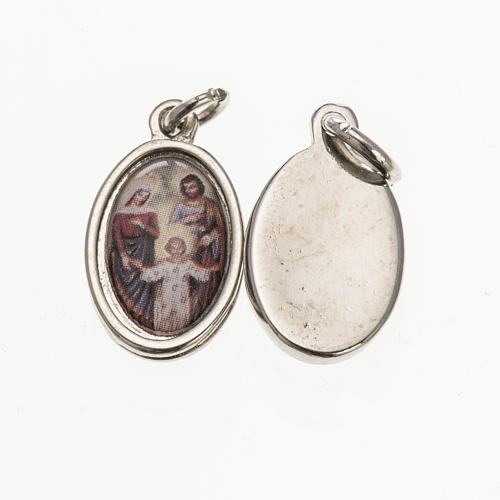 Medalha Sagrada Família metal prateado resina 1,5x1 cm 1