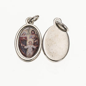 Medal in silver metal and resin Holy Family 1.5x1cm