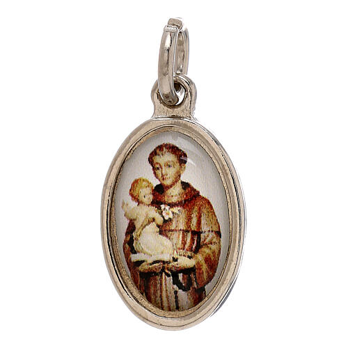 Medaille Heiliger Antonius von Padua  Silbermetall und Harz 1,5x1 cm 1