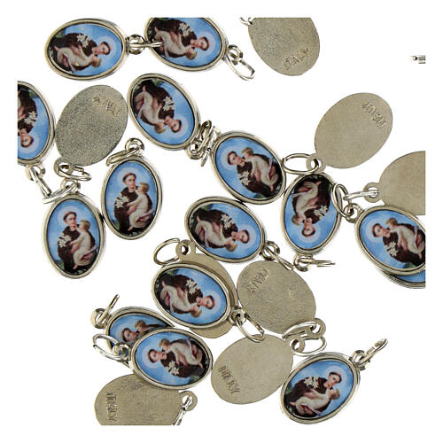 Medaglia Sant'Antonio da Padova metallo argentato resina 1,5x1cm 2
