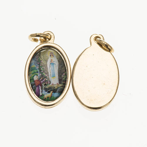 Medal in golden metal, resin Our Lady of Lourdes 1.5x1cm 1
