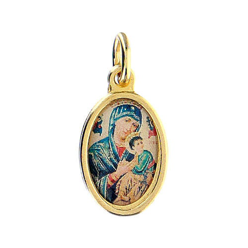 Medaille Madonna Immerwährende Hilfe Goldmetall und Harz 1,5x1 cm 1