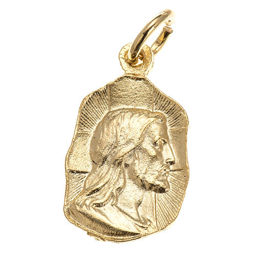 Medal in golden metal with face of Christ 19mm 1