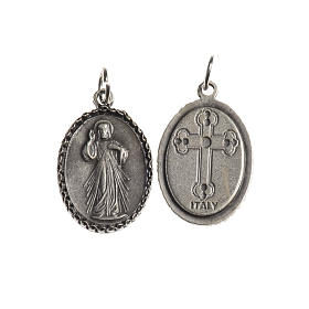 Miraculous Medal, oval with decorated edges, antique silver