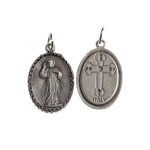 Miraculous Medal, oval with decorated edges, antique silver 1
