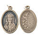Medalha Ecce Homo oval zamak prata antiga esmalte azul s1