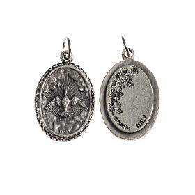Medaille Heiliger Geist oval dekorierter Rand galvanisch antikes Silber